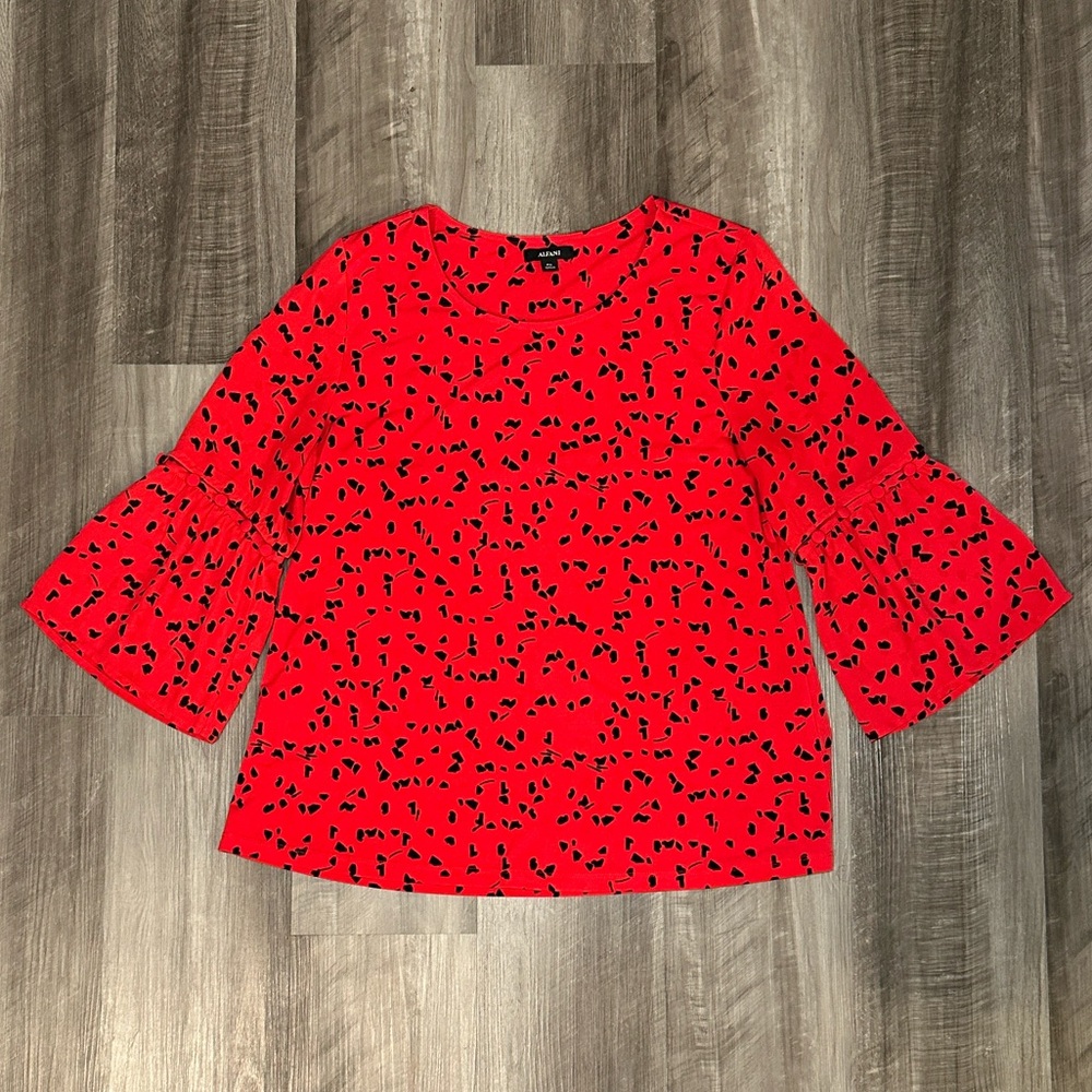 Alfani Button On Bell Sleeve Pullover Blouse - PXL